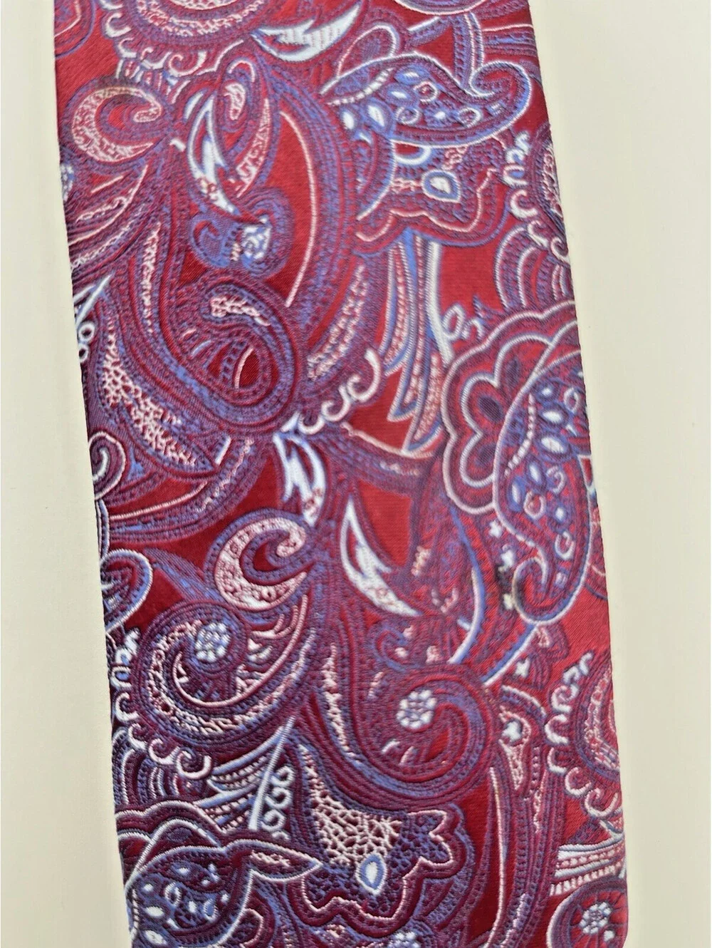 TWT  Tie Paisley Narrow Tie Maroon Long Retro 3